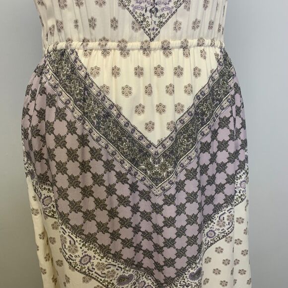 Lucky Brand Womens Halter Maxi Geometric Dress Boho Cottagecore - Picture 7 of 15